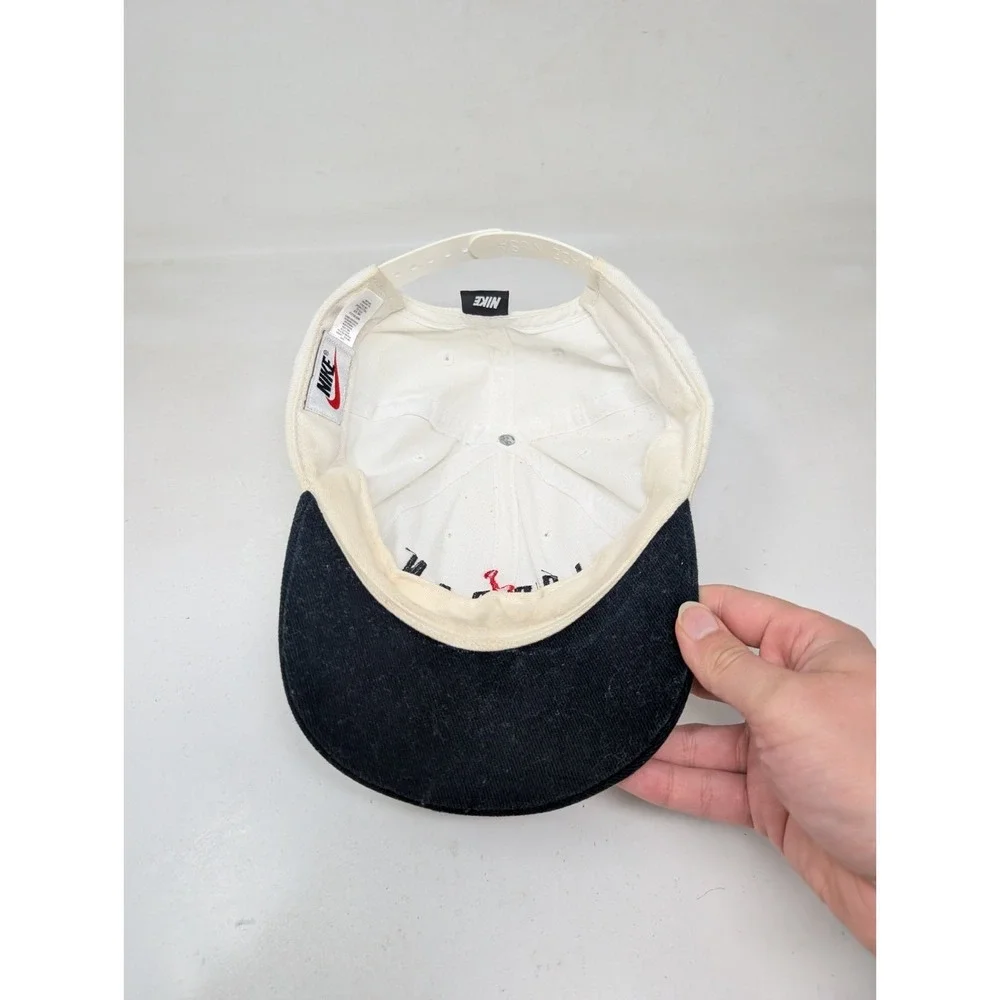 DISTRESSED Vintage 90s Nike Air Jordan  Black White Snapback Cap Made In USA